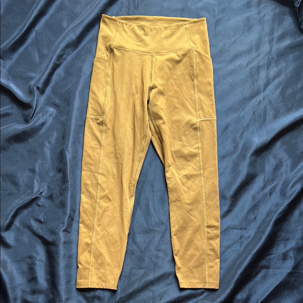 Girlfriend Collective Mustard Yellow compressive Leggings with side pockets
